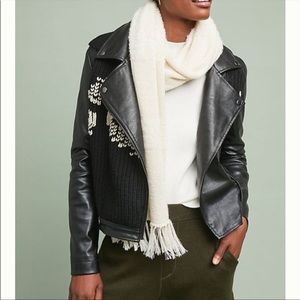 Anthro Sweater-Trimmed Faux Leather Jacket